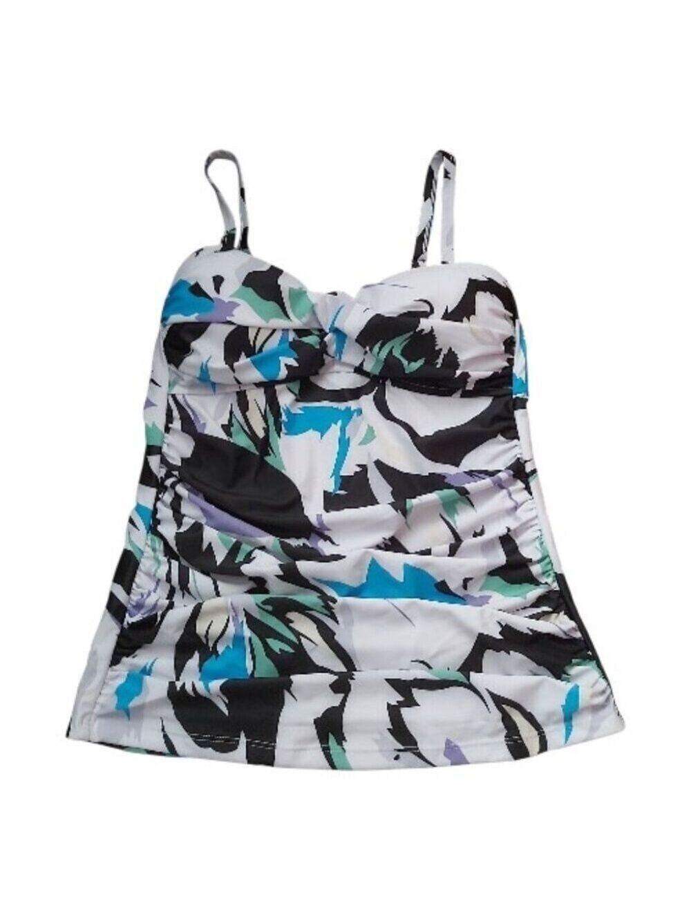 RELLECIGA Floral Tankini Top Medium Removable/Adjustable Straps Built-in Bra